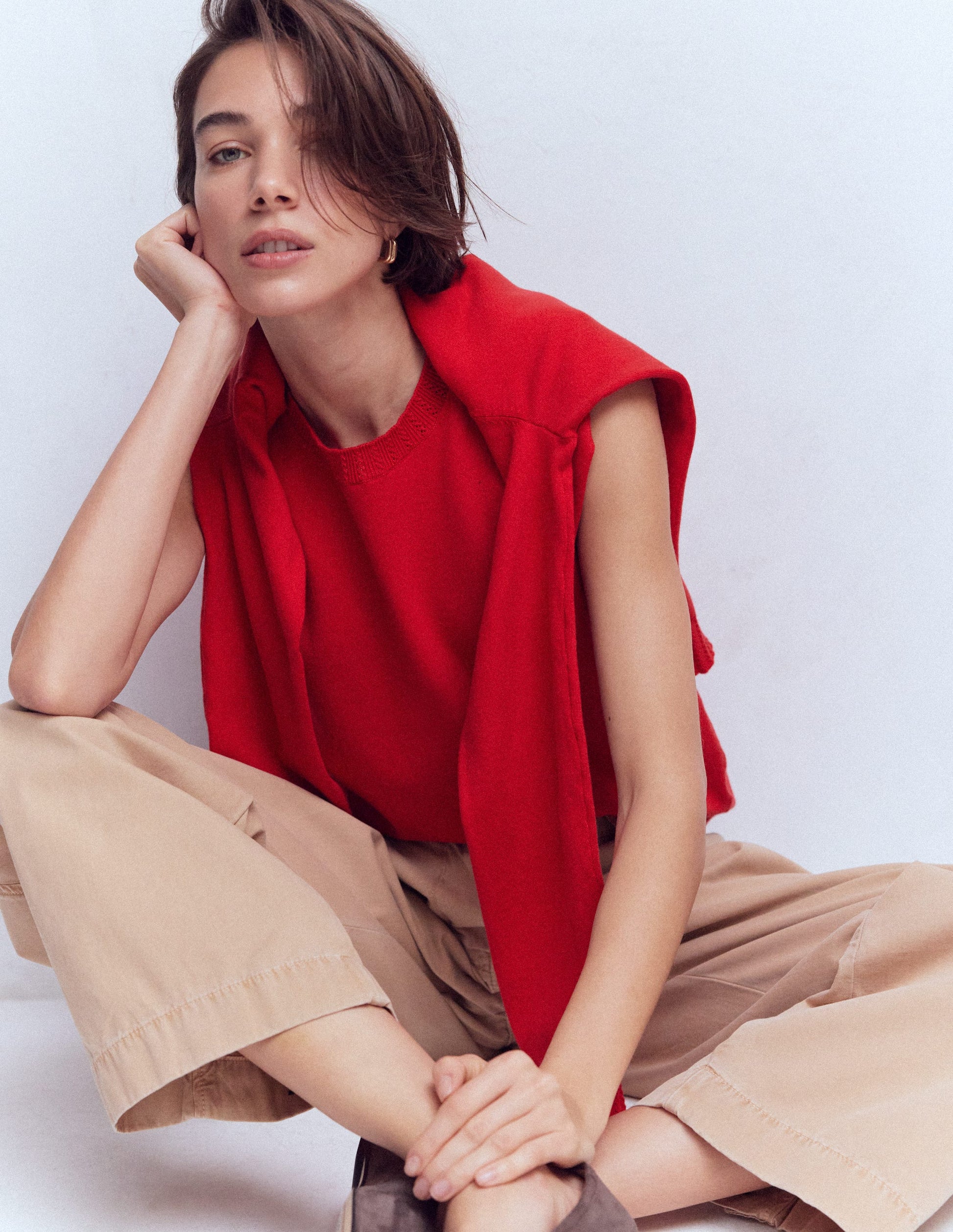 Emilia Cotton Crew Neck Tank-Salsa Red-1