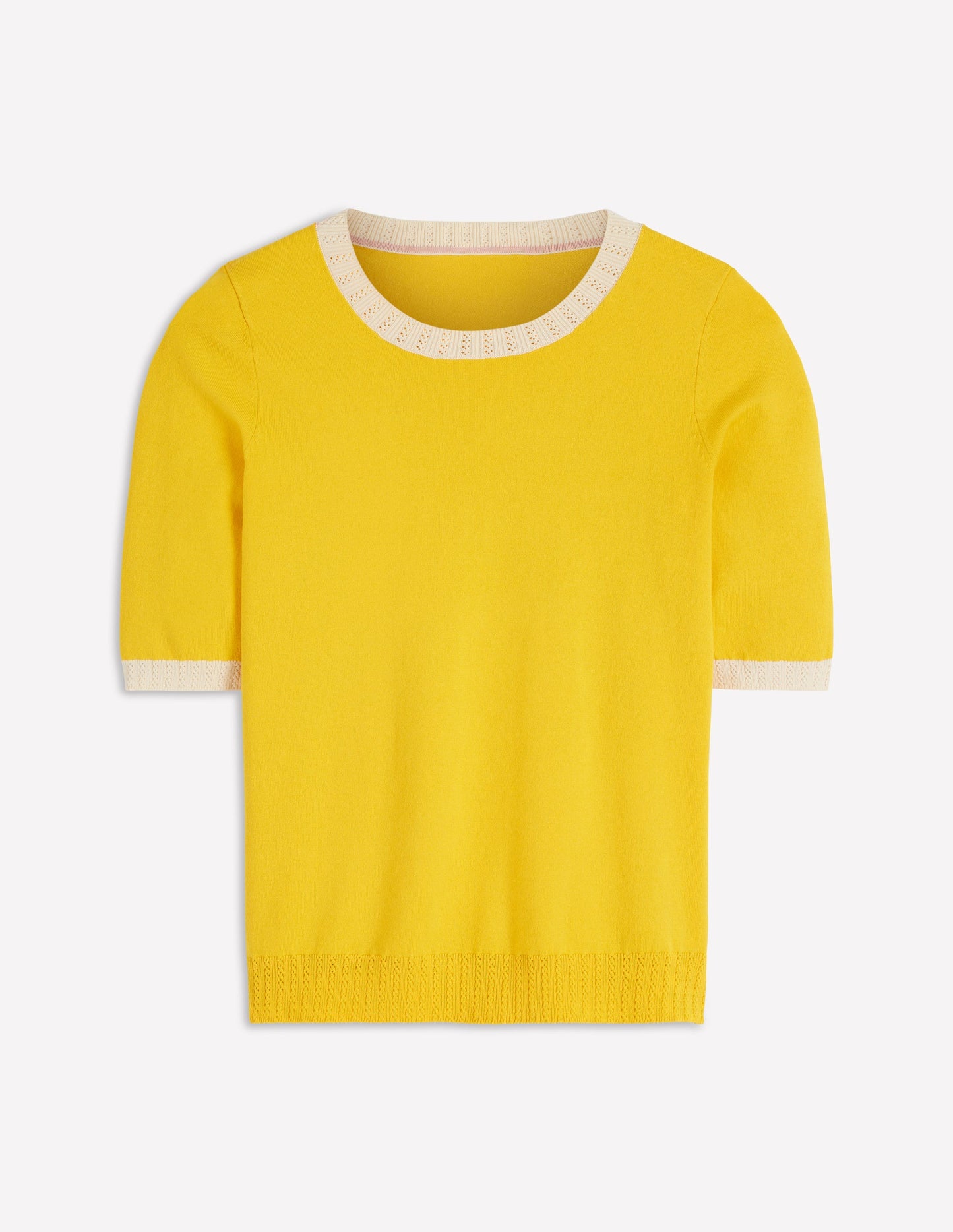 Emilia Cotton Crew T-shirt-Pineapple Yellow, Ivory