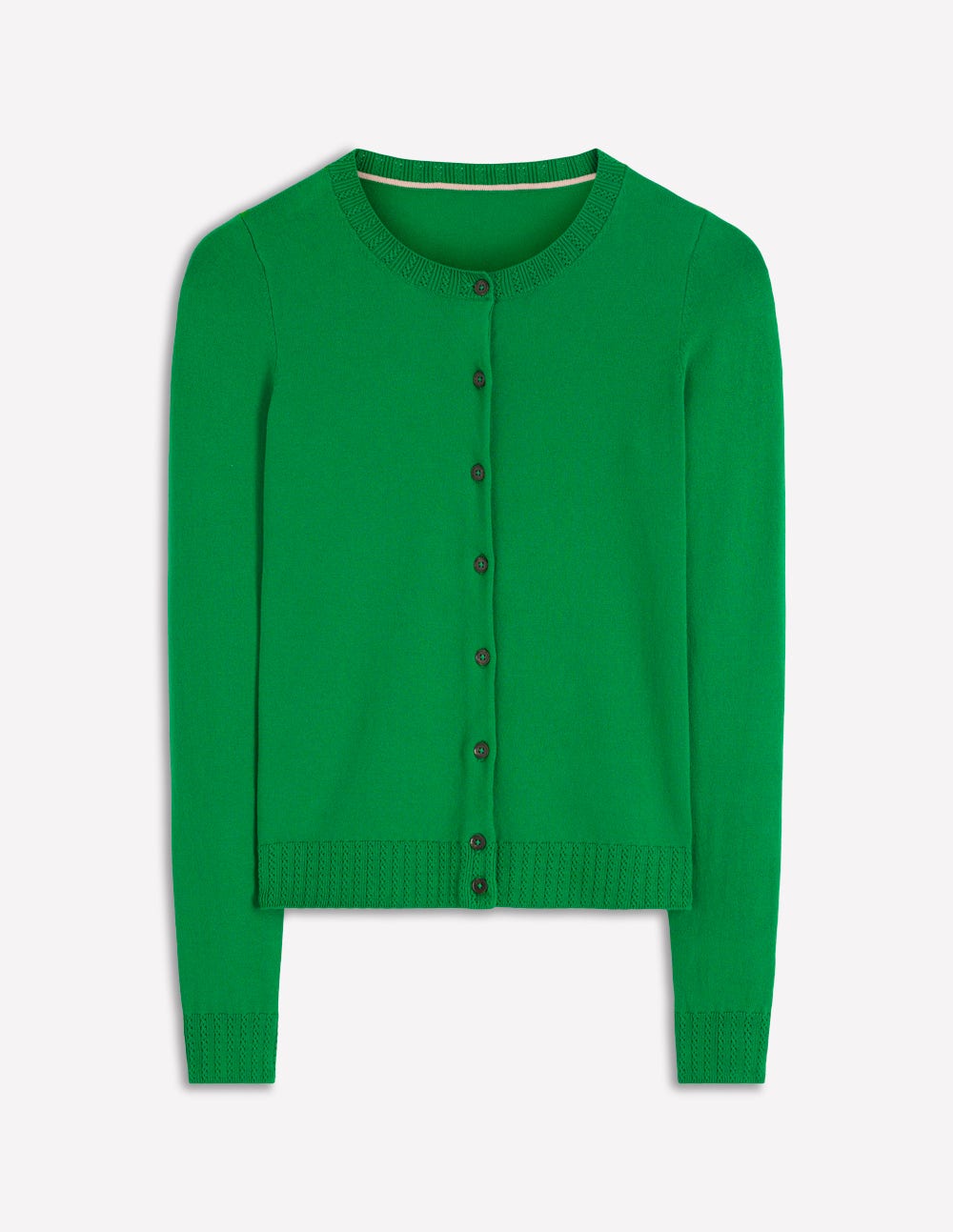 Emilia Cotton Crew Cardigan-Rich Emerald