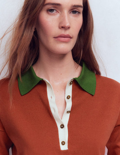 Lara Cotton Henley Jumper-Barn Red-2