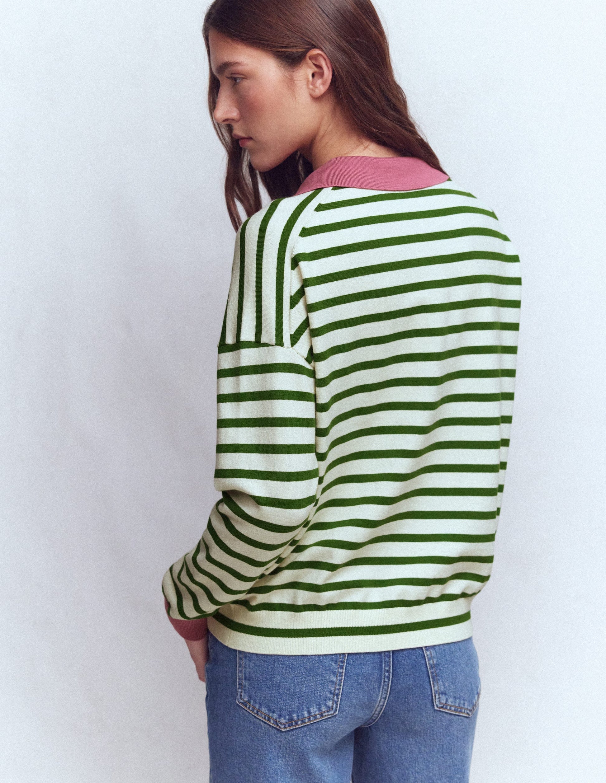 Lara Cotton Henley Jumper-Warm Ivory, Courtyard Stripe-3