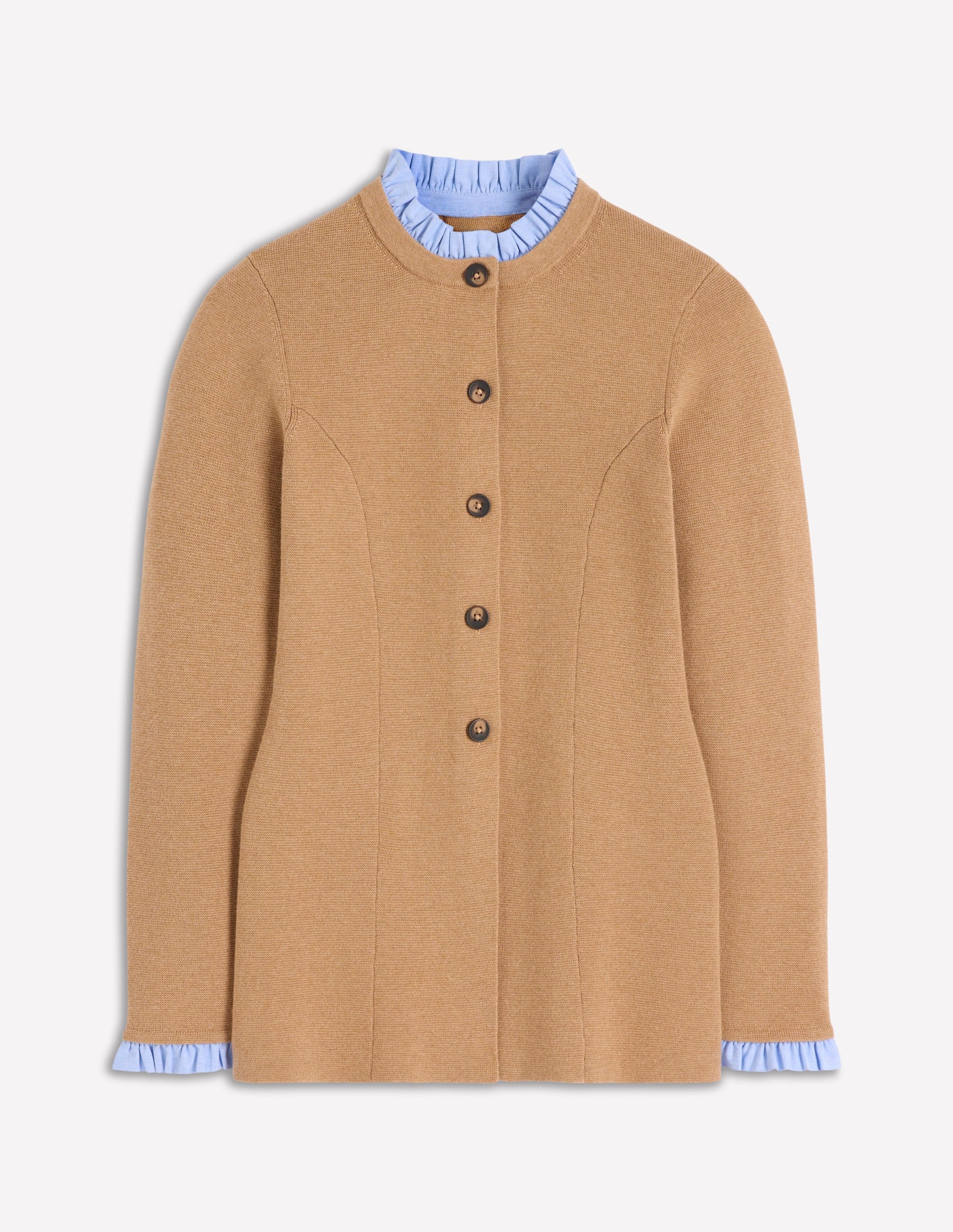 Joanna Fitted Knitted Jacket-Camel Melange-6