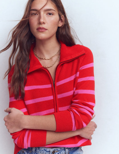 Lucy Half-zip Jumper-Pink/ Red-4