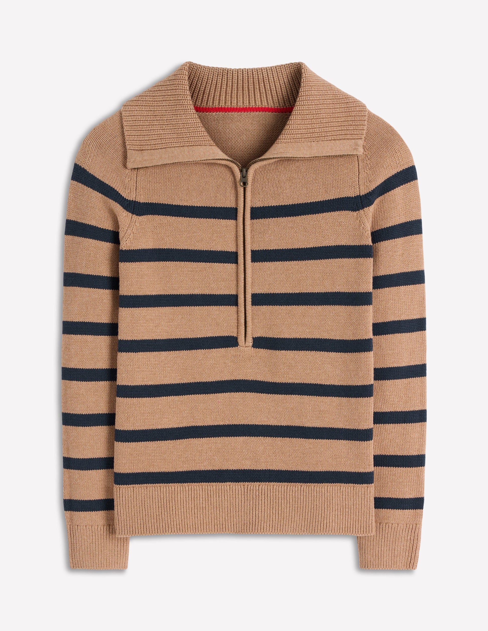 Lucy Half-zip Jumper-Camel Melange, Navy Stripe-6