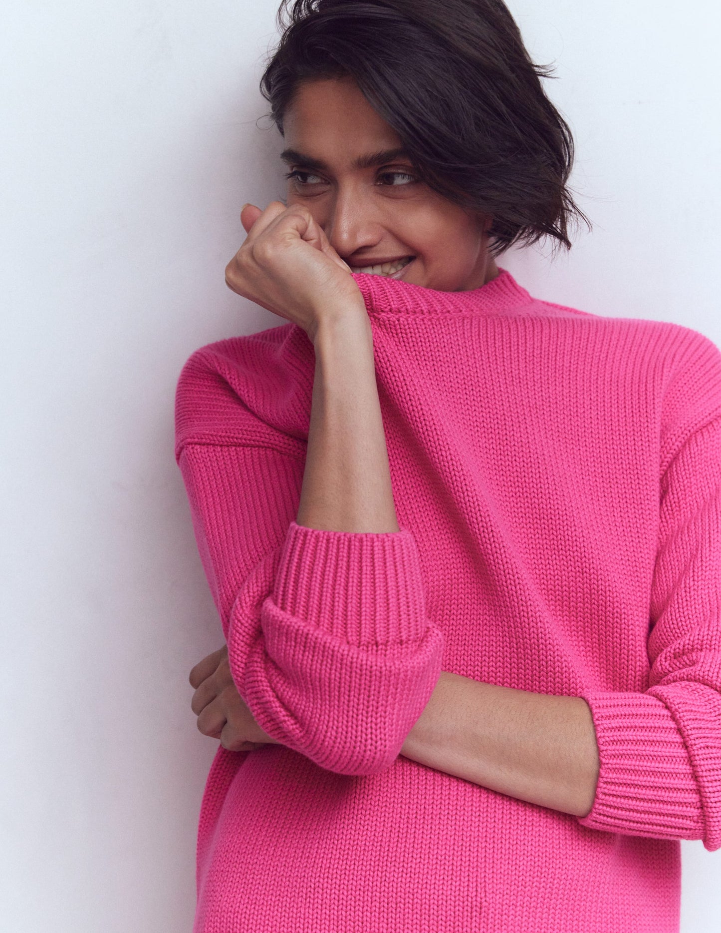Lucy Oversized Cotton Jumper-Pink Peony