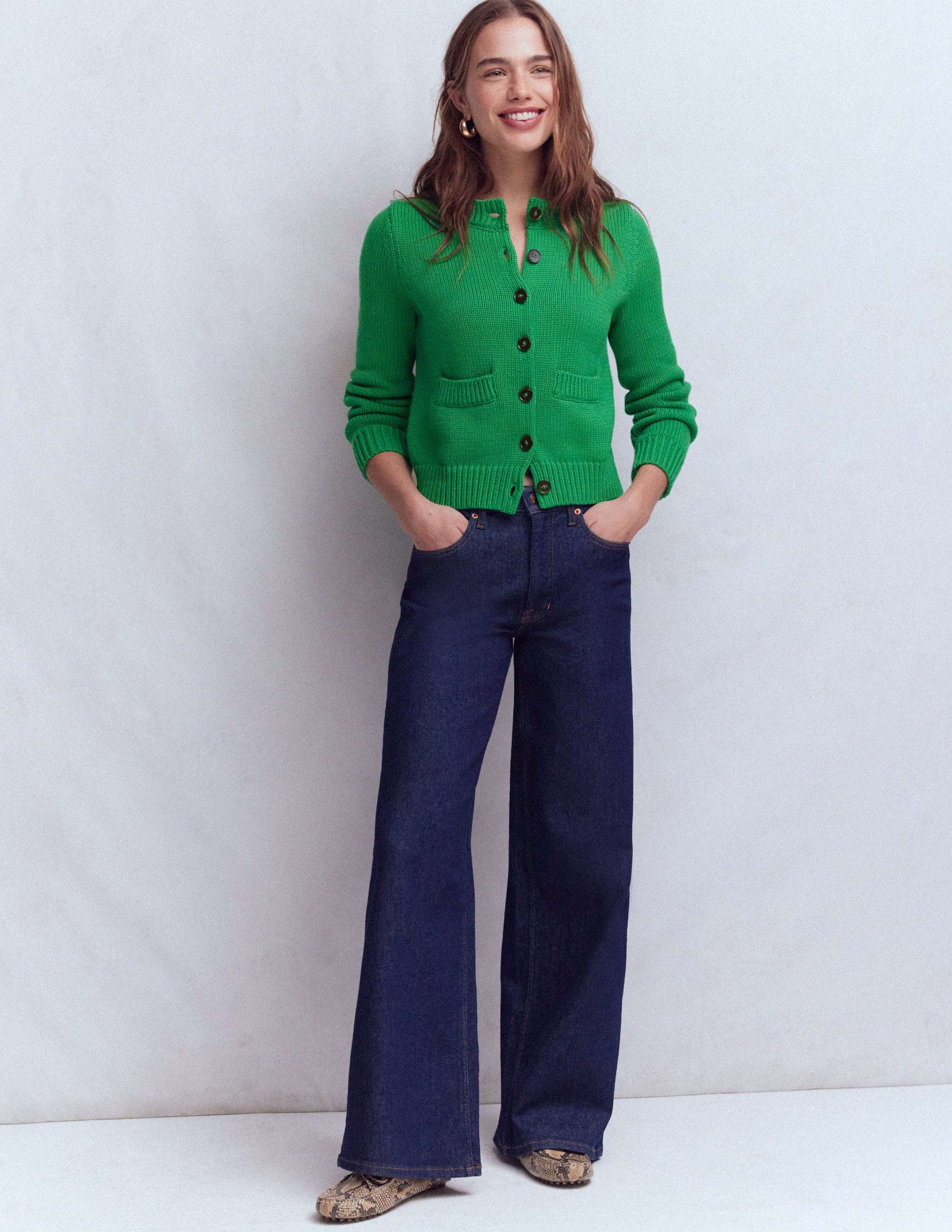 Lucy Chunky Cotton Cardigan-Rich Emerald-4