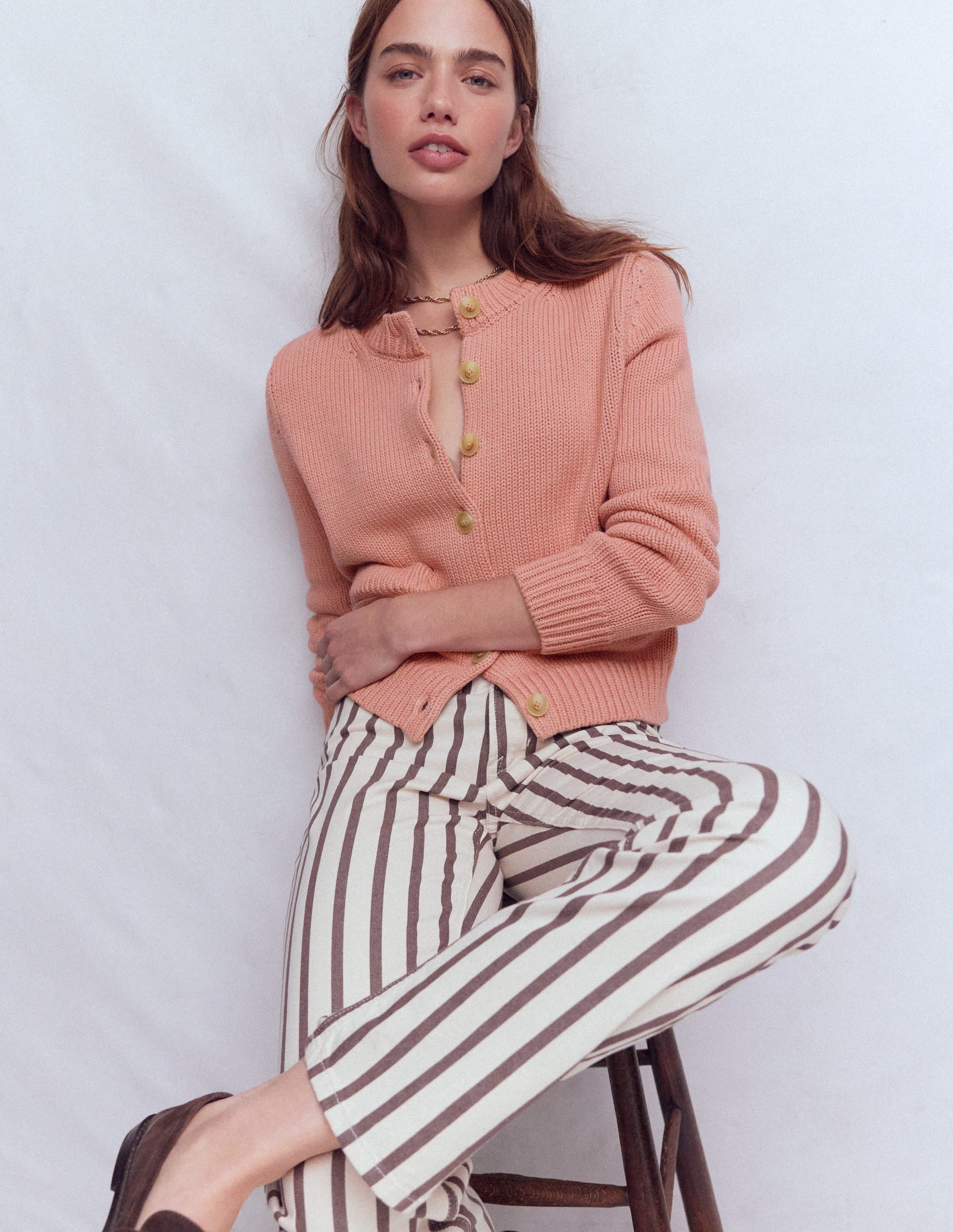 Lucy Chunky Cotton Cardigan-Pink - Image 1