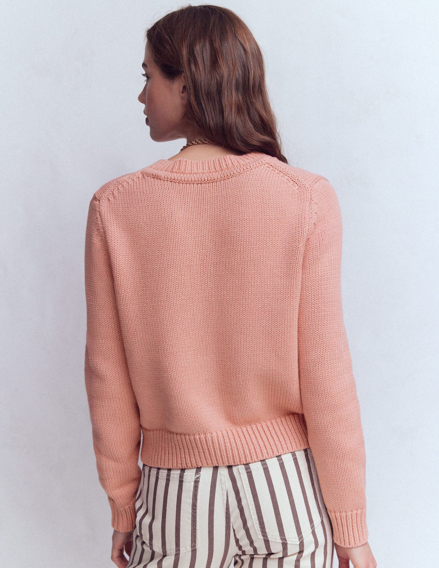 Lucy Chunky Cotton Cardigan-Pink