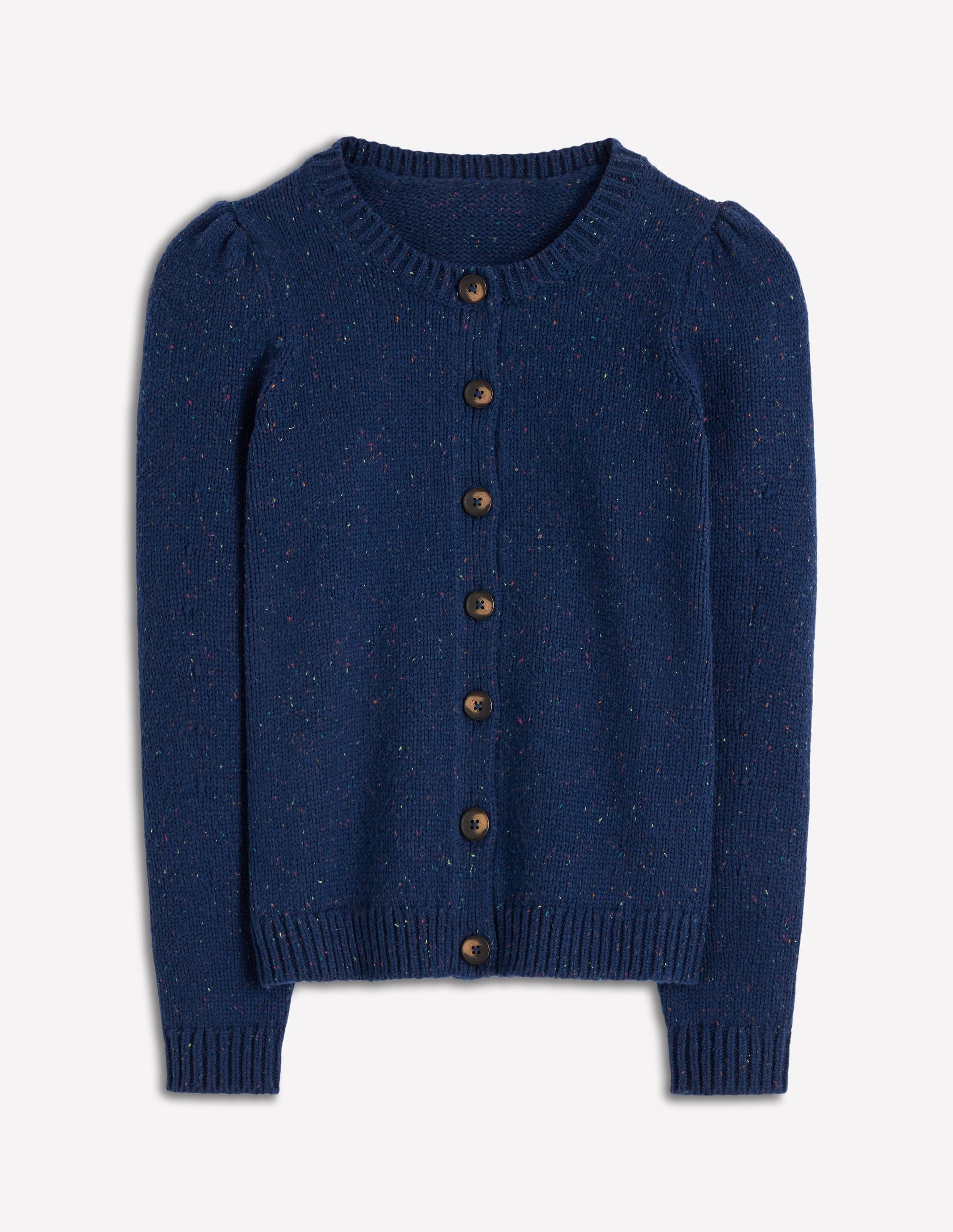 Davina Puff Sleeve Cardigan-Blue, Nep-6