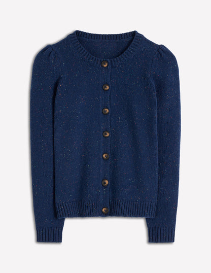 Davina Puff Sleeve Cardigan-Blue, Nep-6