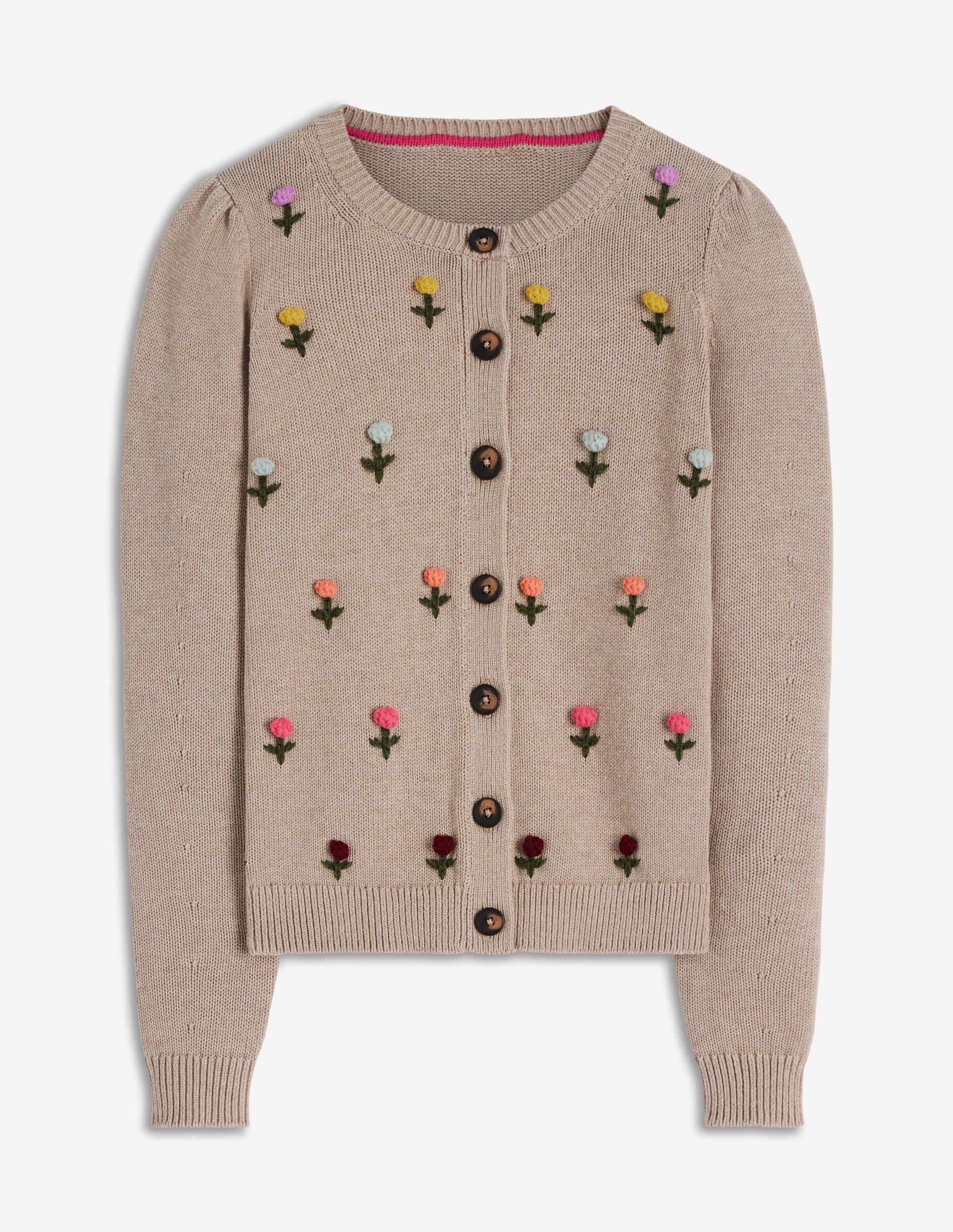 Davina Puff Sleeve Cardigan-Chinchilla Embroidery-6