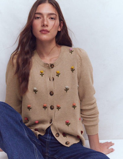 Davina Puff Sleeve Cardigan-Chinchilla Embroidery-2