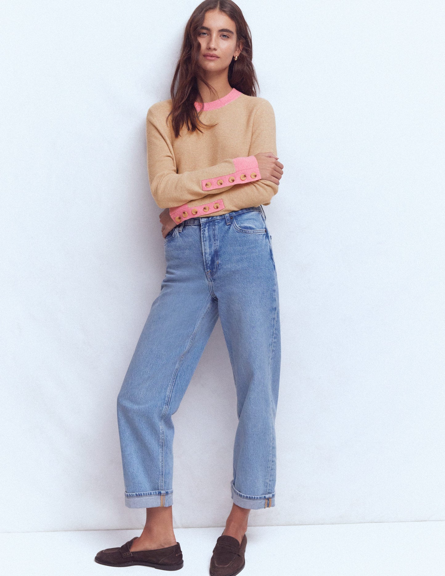 Grace Colour Block Jumper-Vellum