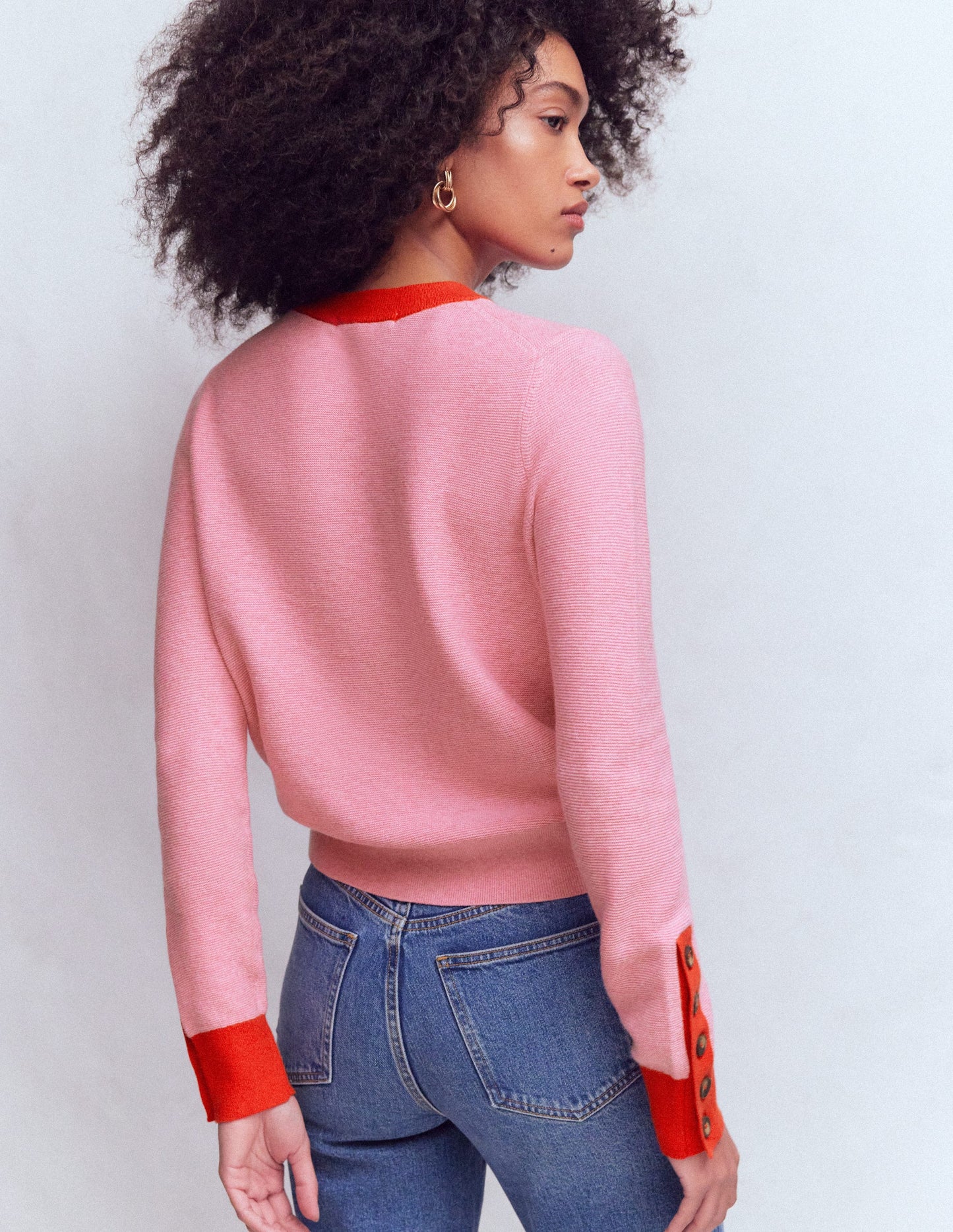 Grace Colour Block Jumper-Pink Lady