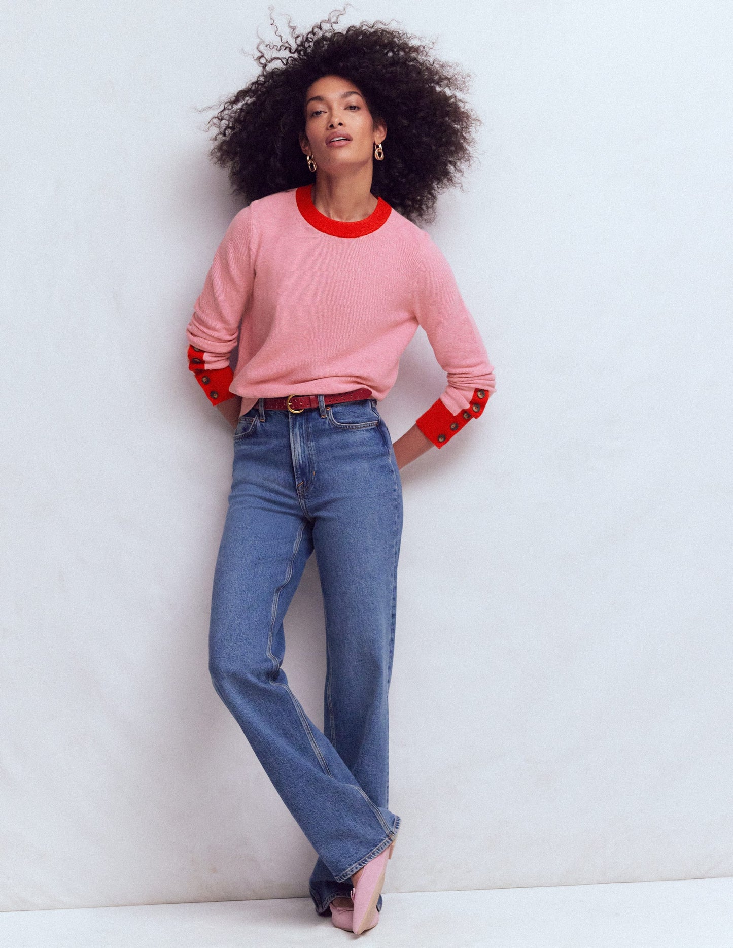 Grace Colour Block Jumper-Pink Lady