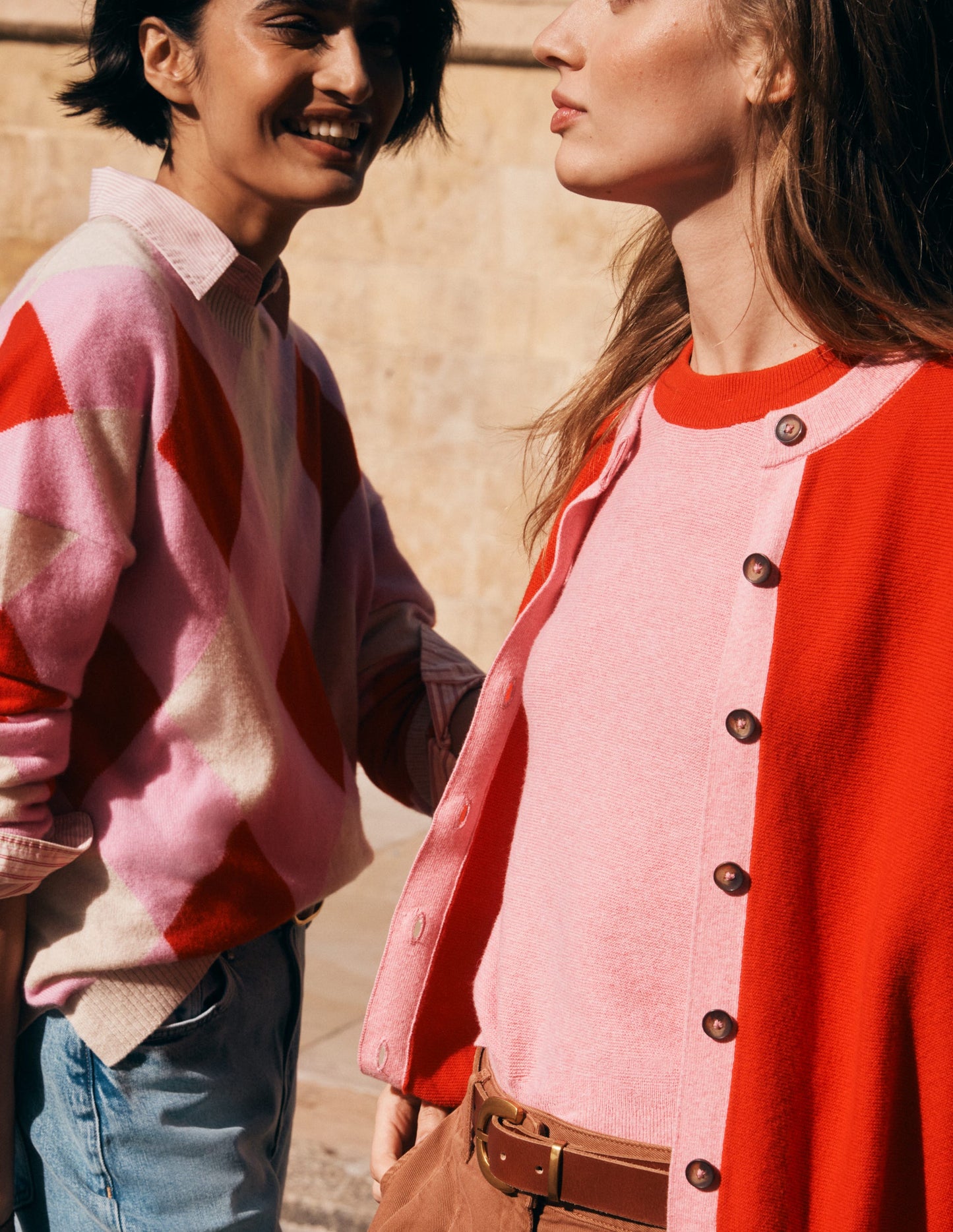 Grace Colour Block Jumper-Pink Lady