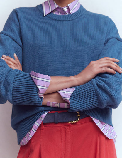 Lucy Relaxed Cotton Jumper-Denim Blue-2