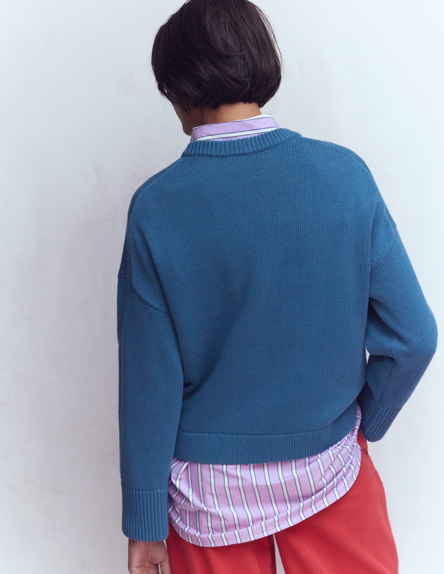 Lucy Relaxed Cotton Jumper-Denim Blue