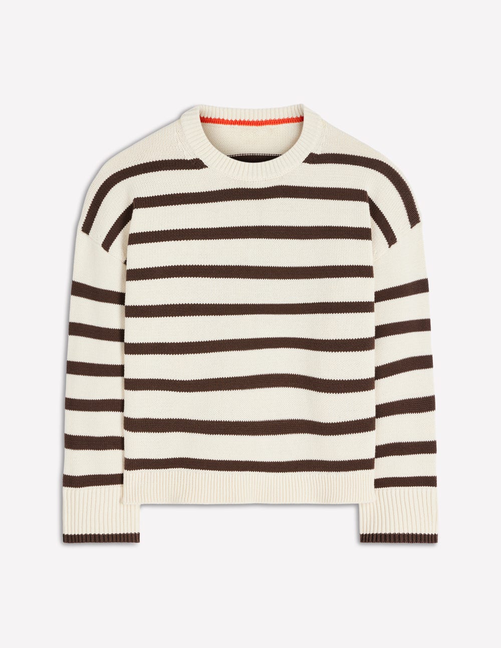 Lucy Relaxed Cotton Jumper-Ivory, Brown-5
