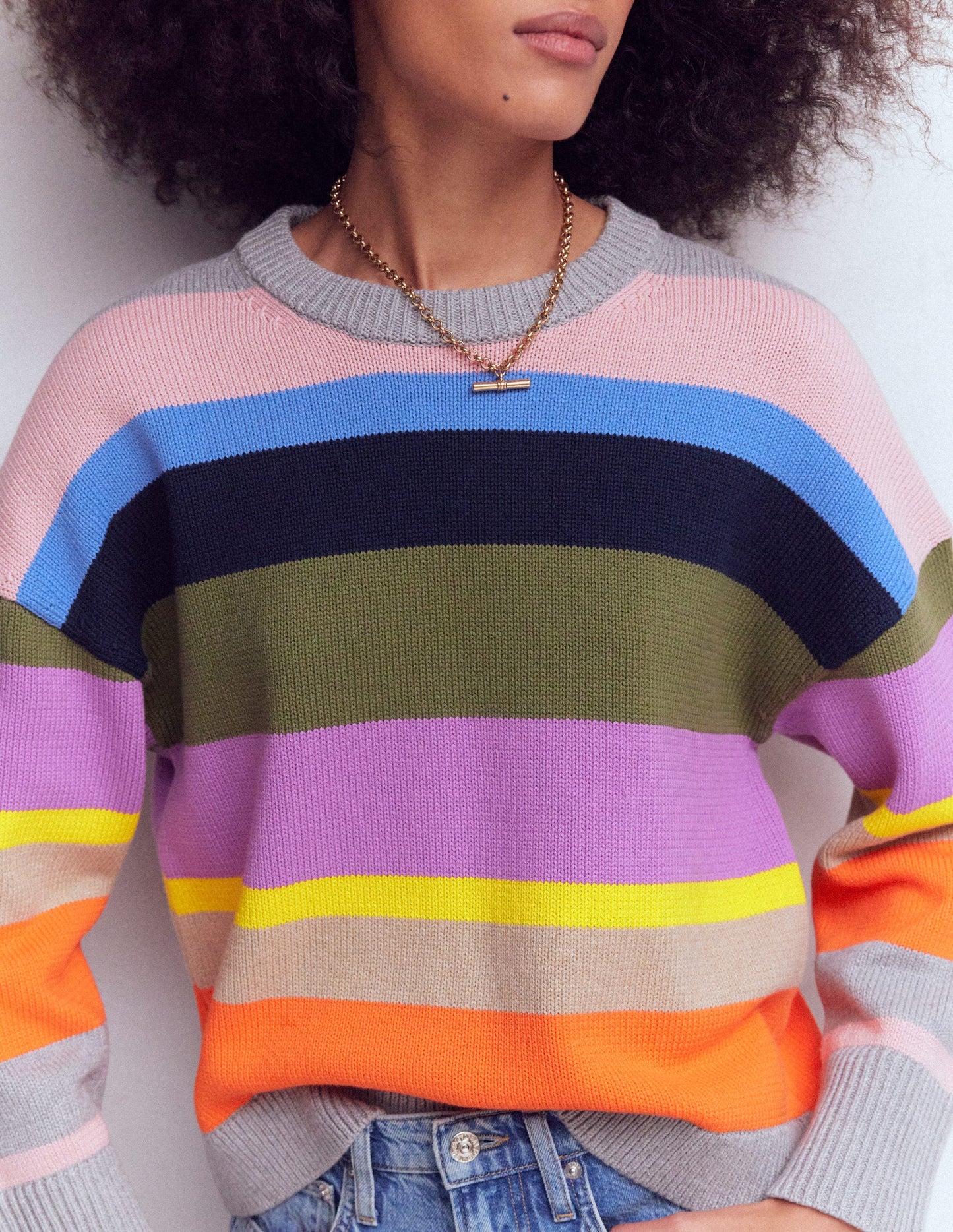 Lucy Relaxed Cotton Jumper-Mutli, Rainbow