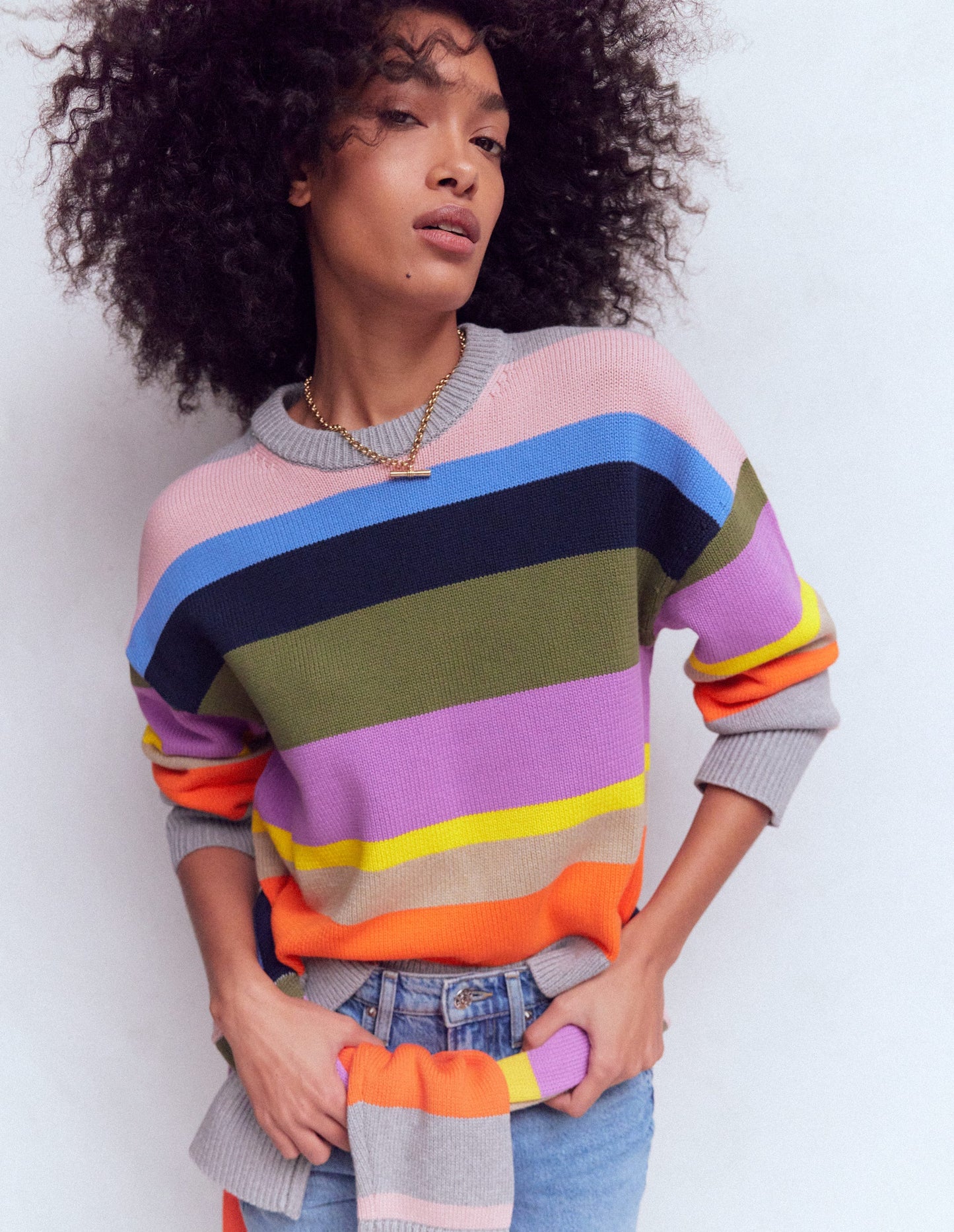 Lucy Relaxed Cotton Jumper-Mutli, Rainbow