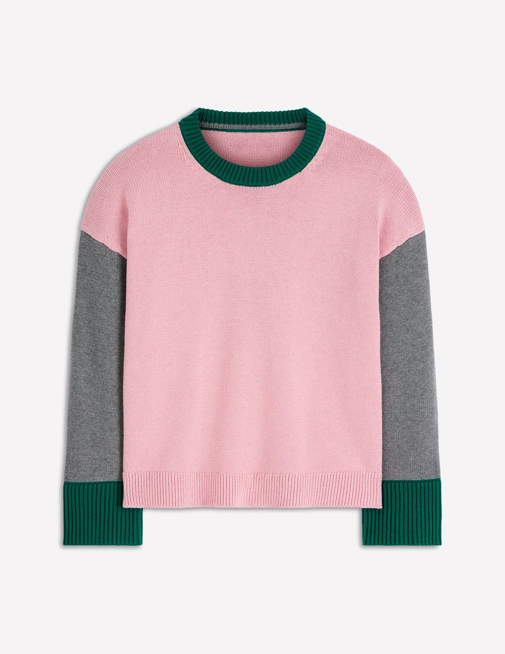 Lucy Relaxed Cotton Jumper-Pink, Grey, Green-5