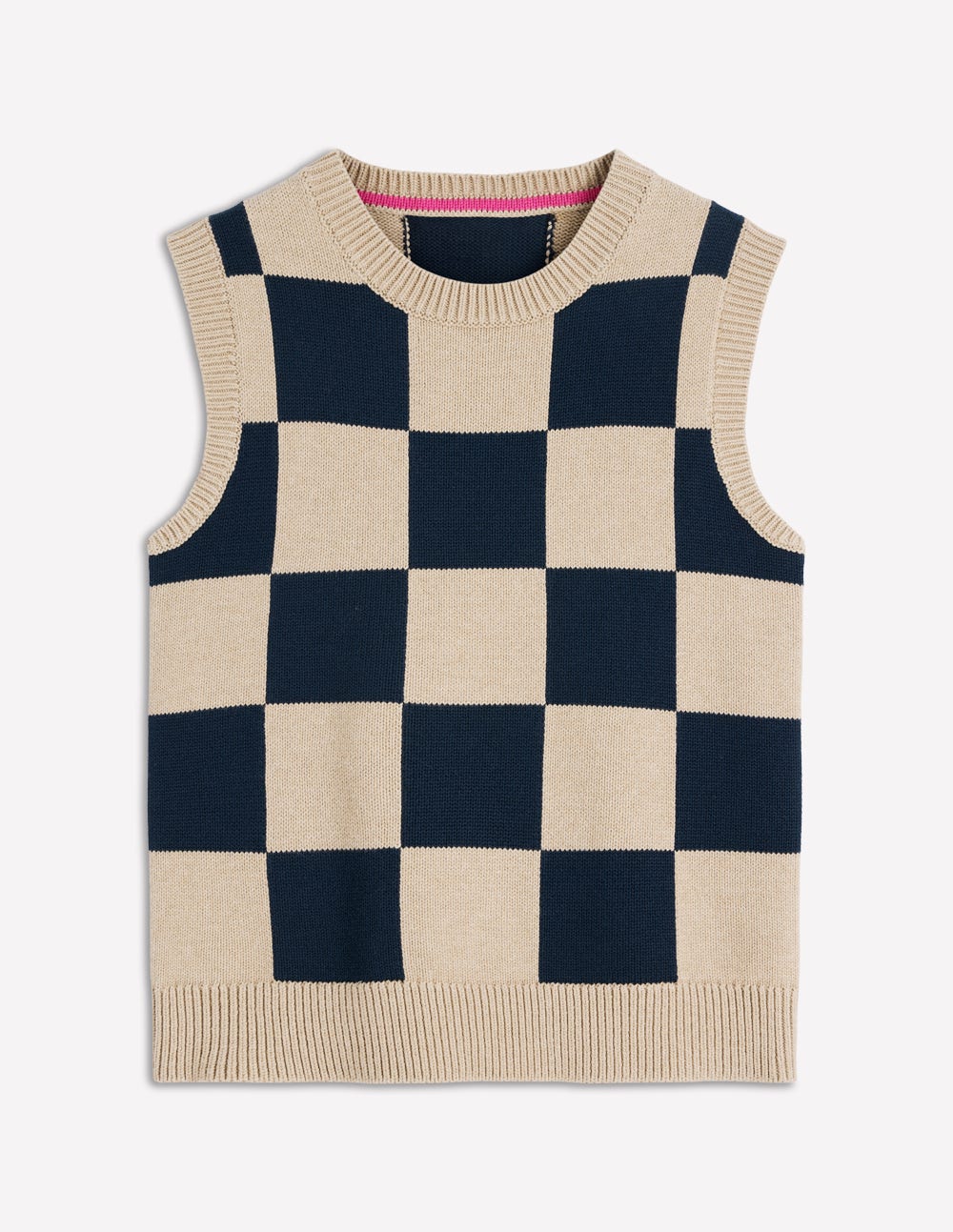 Lucy Cotton Tank-Camel / Navy Check-5