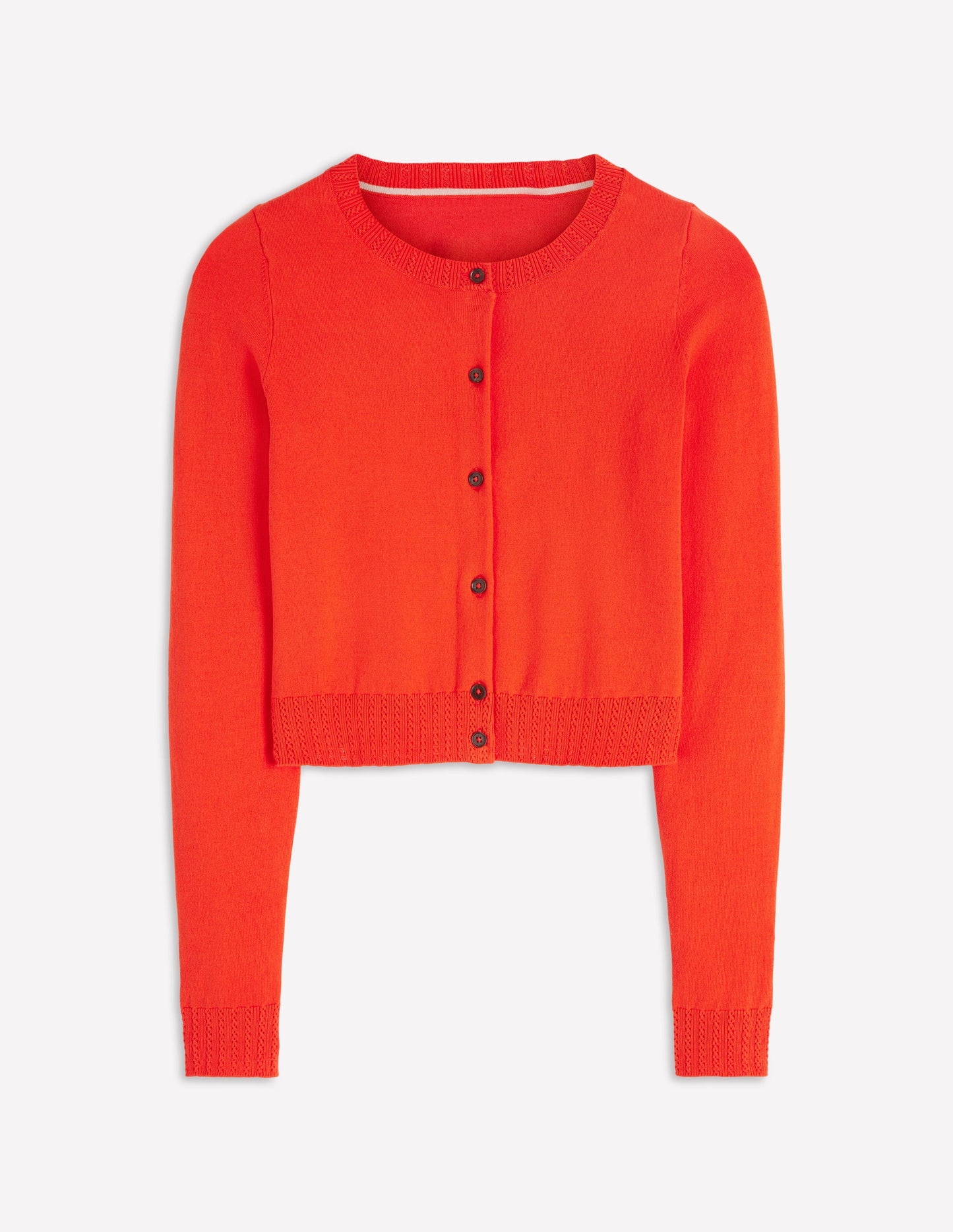 Emilia Cotton Cropped Cardigan-Sunset Orange