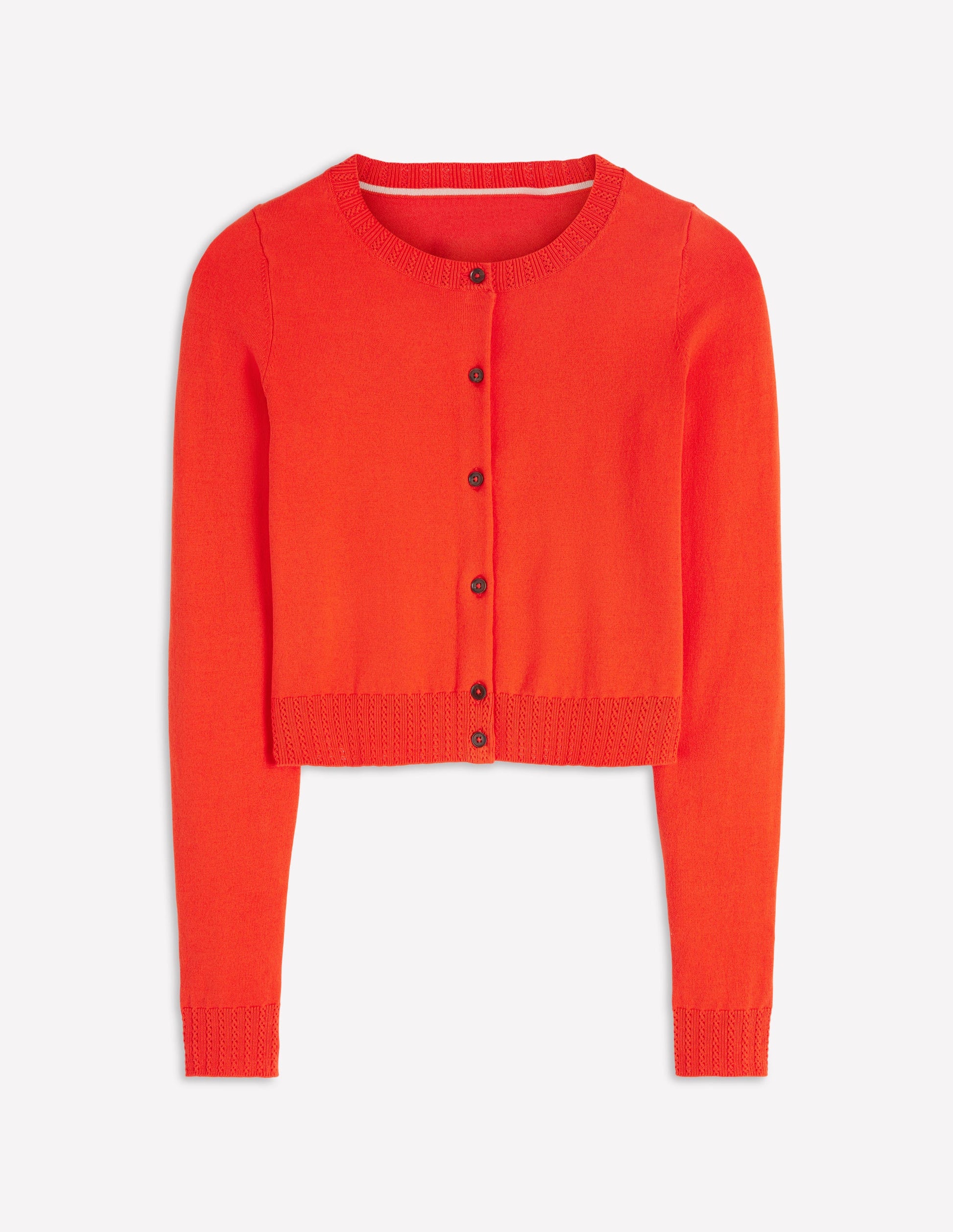 Emilia Cotton Cropped Cardigan-Sunset Orange-5