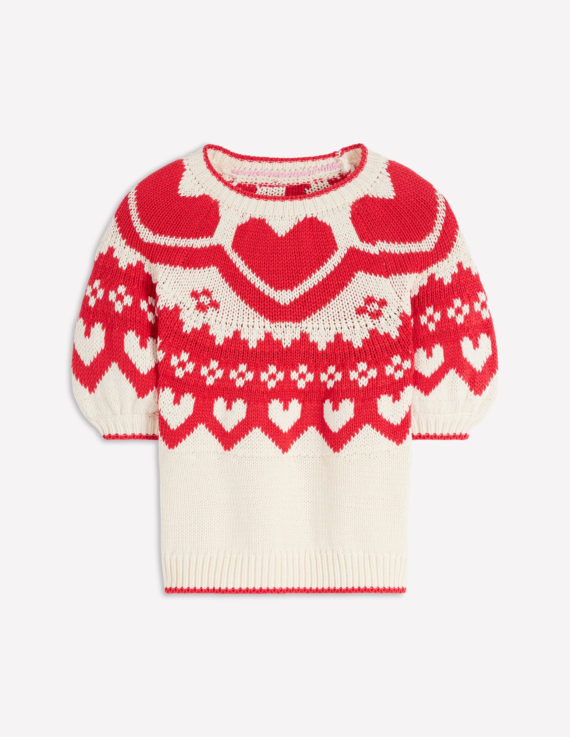 Margot Puff Sleeve T-Shirt-Warm Ivory Hearts - Image 7