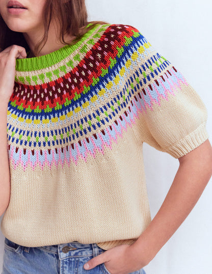 Margot Puff Sleeve T-Shirt-Oatmeal Melange-3