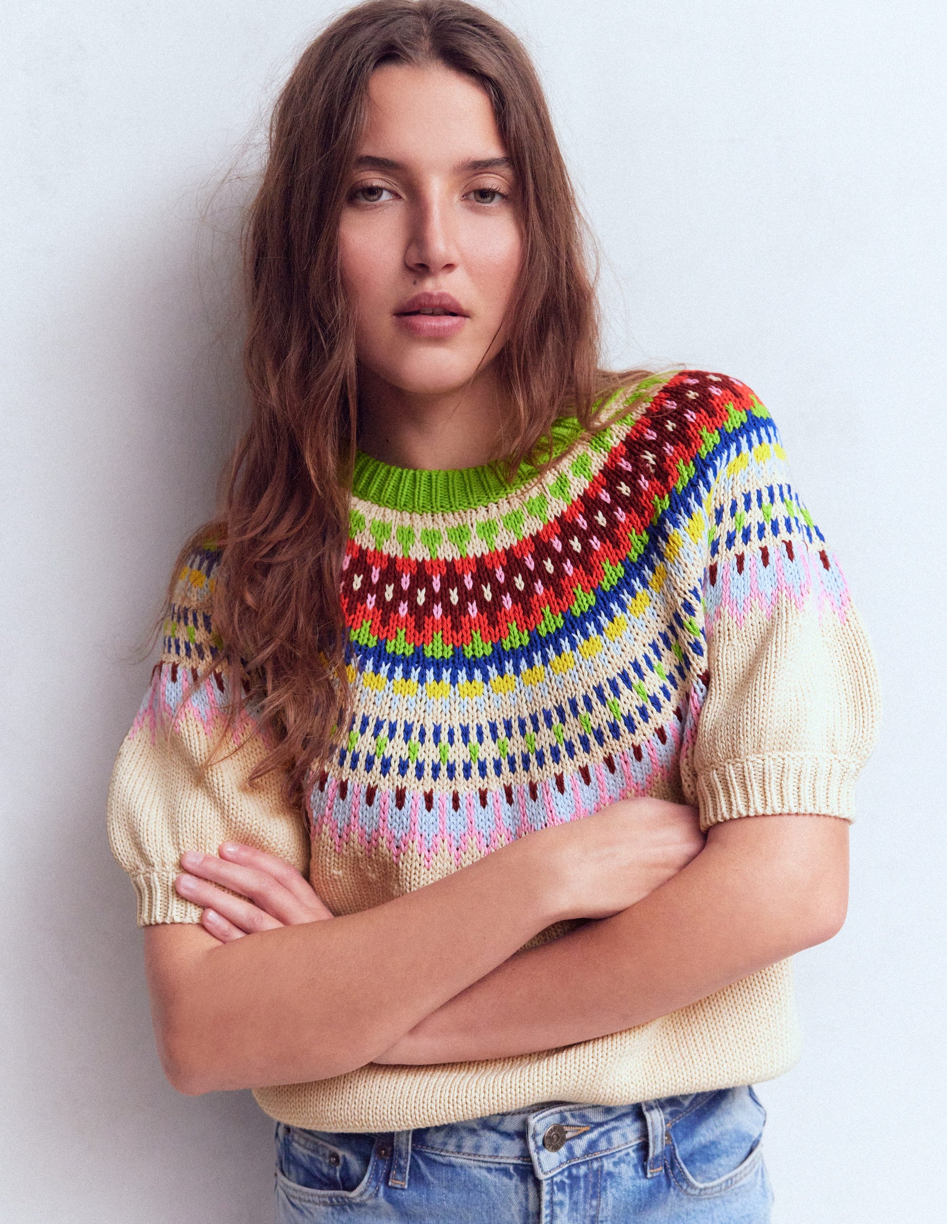 Margot Puff Sleeve T-Shirt-Oatmeal Melange-5