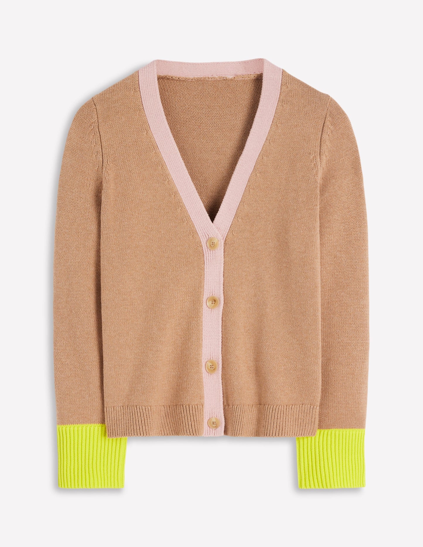 Lucy Relaxed Cotton Cardigan-Camel Melange