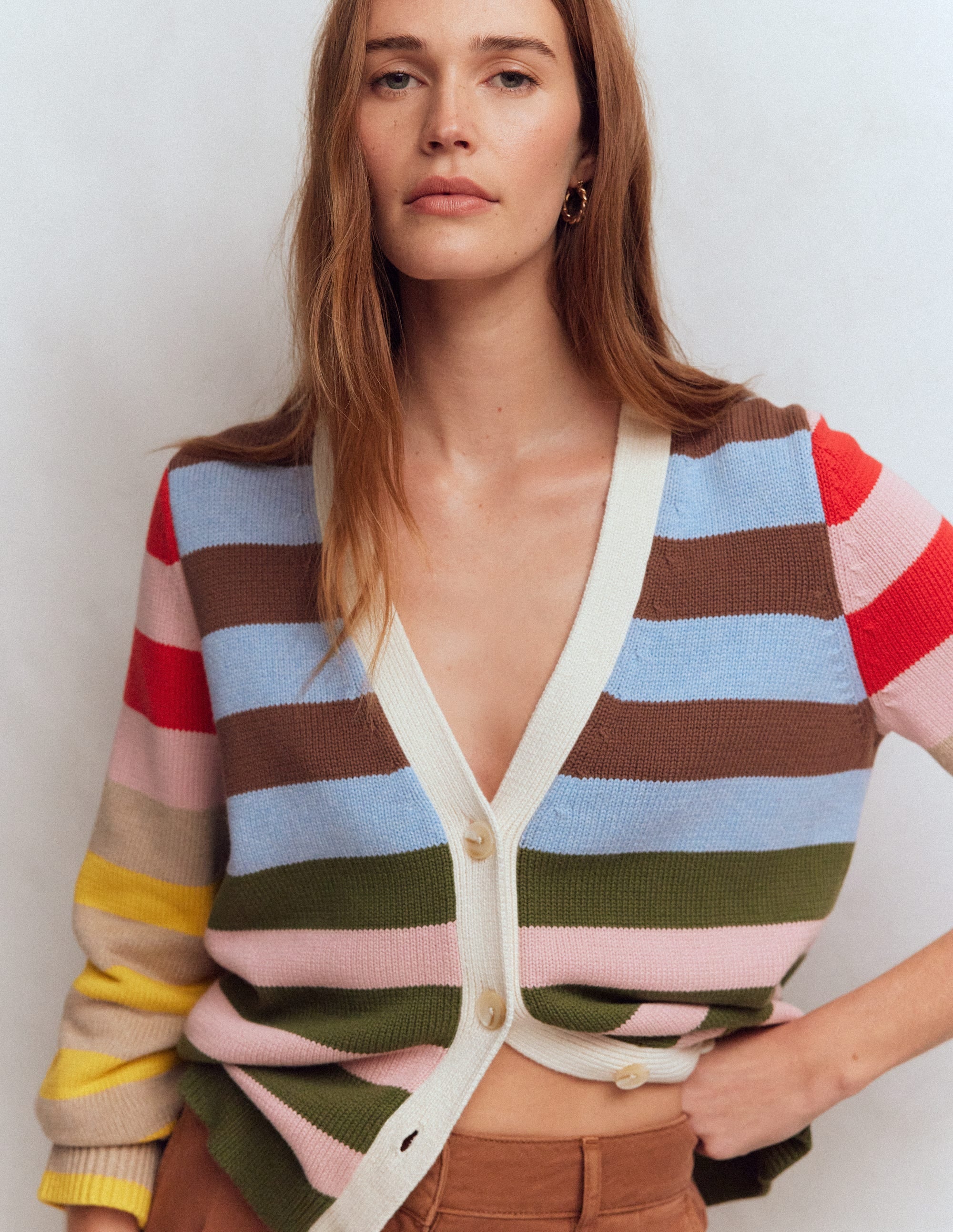 Lucy Relaxed Cotton Cardigan-Multi Hotch - Image 2