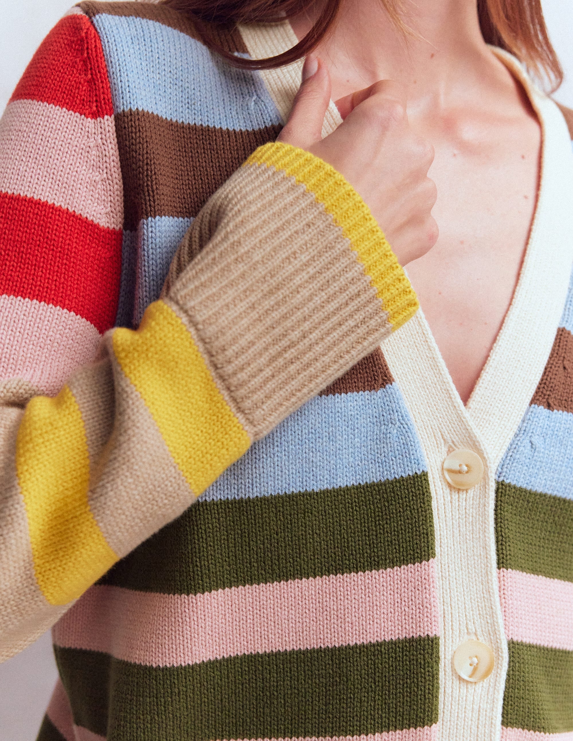 Lucy Relaxed Cotton Cardigan-Multi Hotch - Image 3