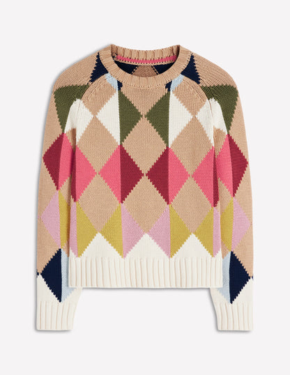 Camilla Cotton Argyle Jumper-Multi Argyle-6