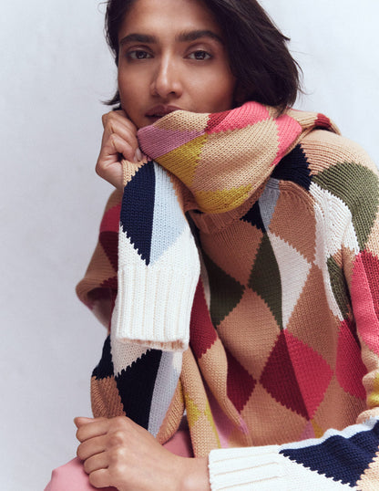 Camilla Cotton Argyle Jumper-Multi Argyle-5