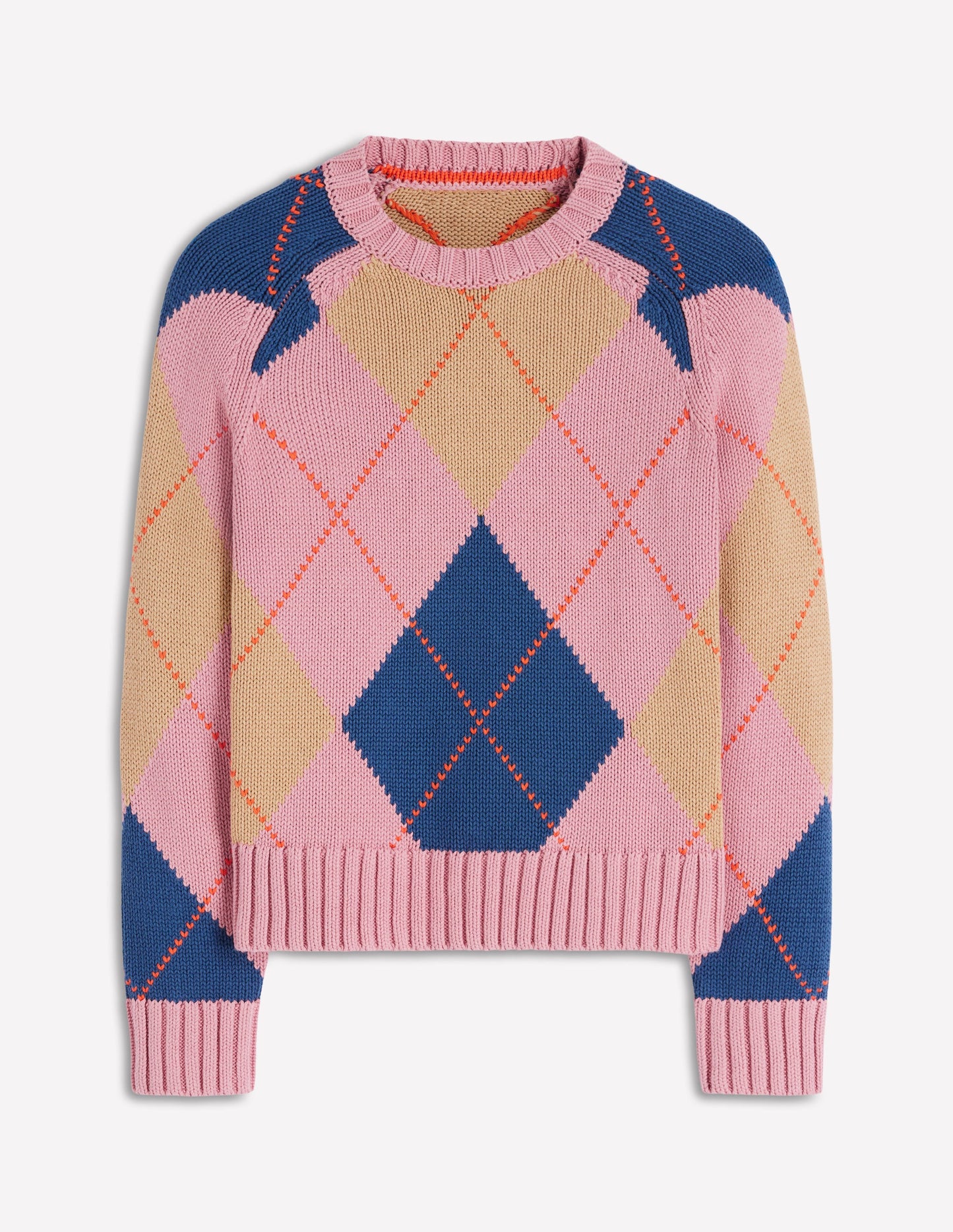 Camilla Cotton Argyle Jumper-Pink Argyle