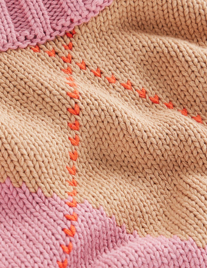 Camilla Cotton Argyle Jumper-Pink Argyle-7