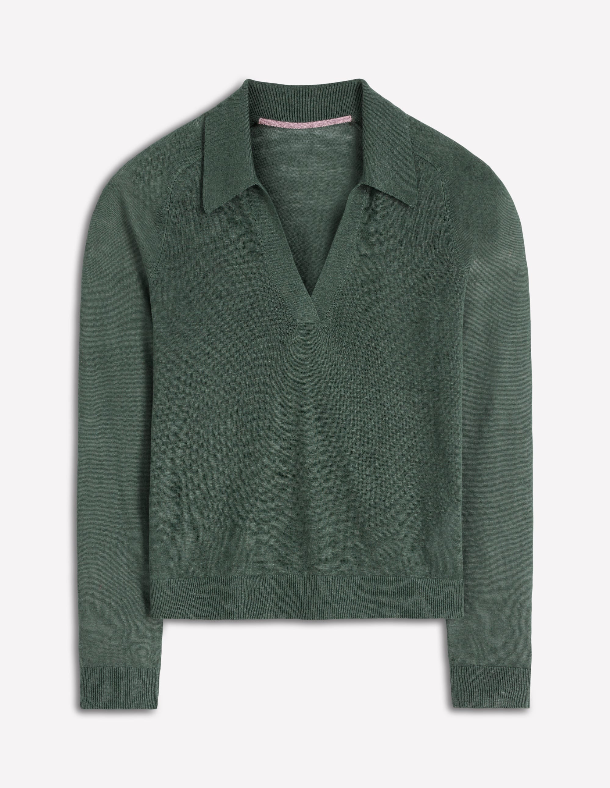 Agnes Collared Linen Jumper-Green Jasper - Image 5