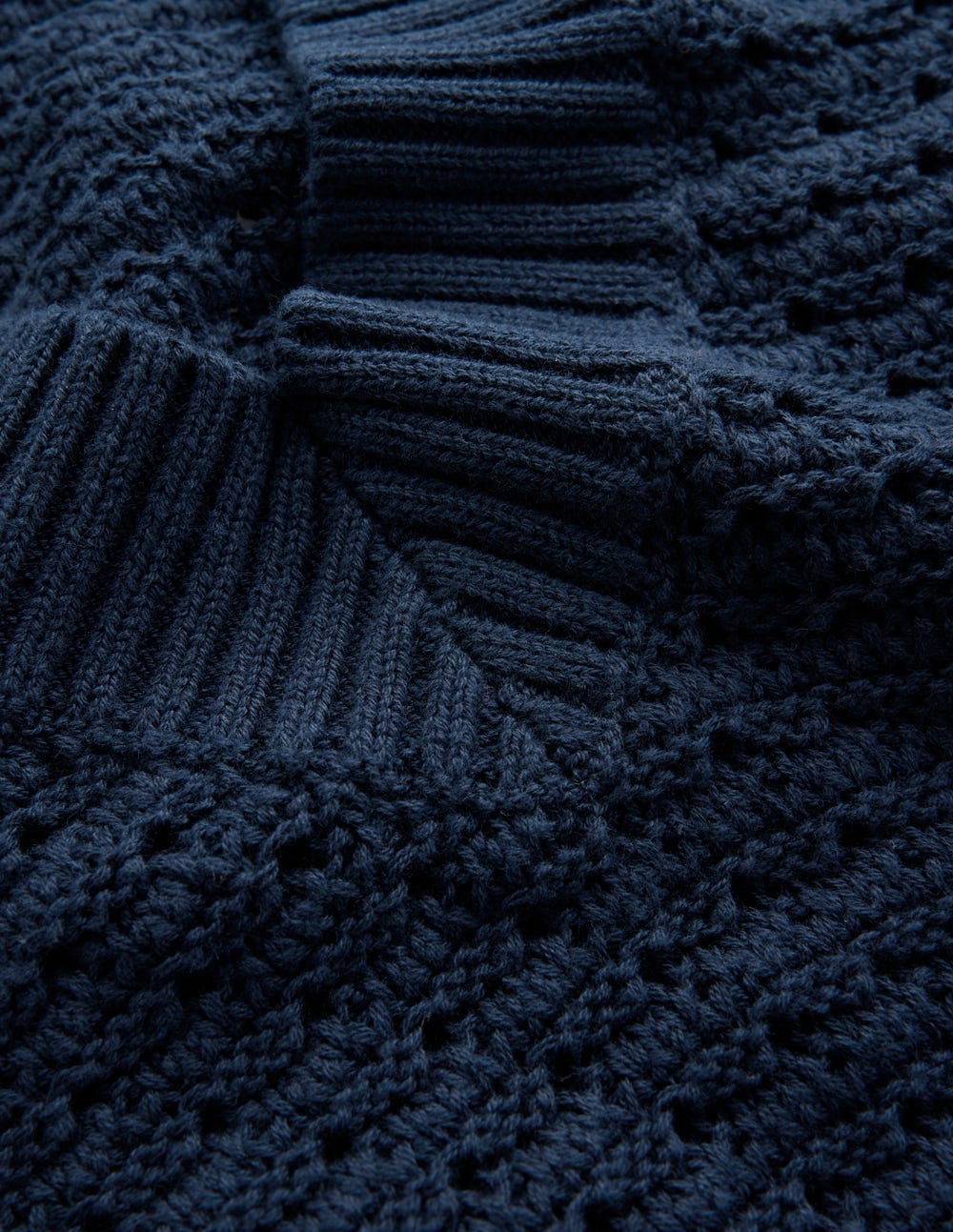 Textured Cotton Jumper-Navy - Image 6