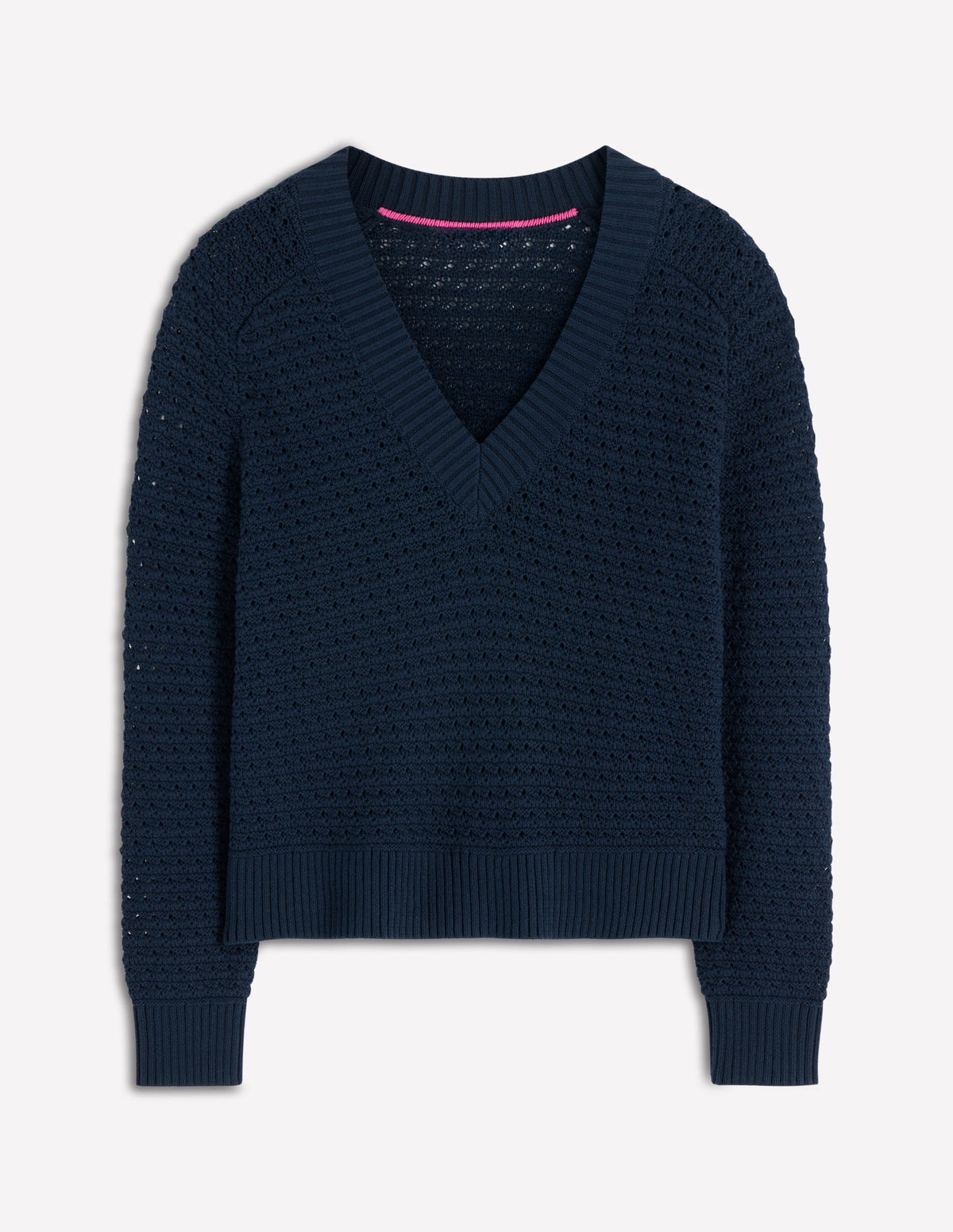 Textured Cotton Jumper-Navy - Image 5