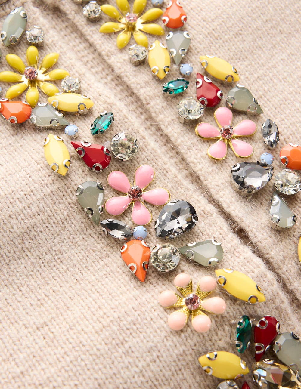 Embellished Crop Cardigan-Chinchilla Melange-8