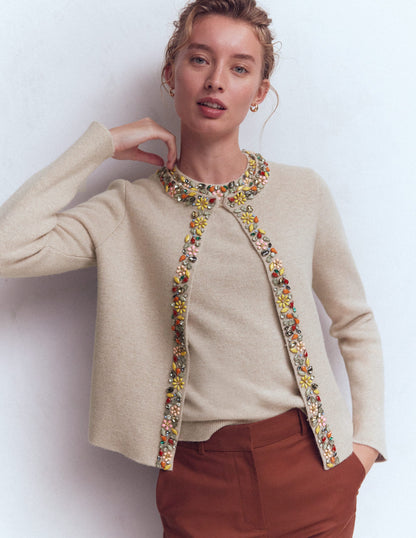 Embellished Crop Cardigan-Chinchilla Melange-2