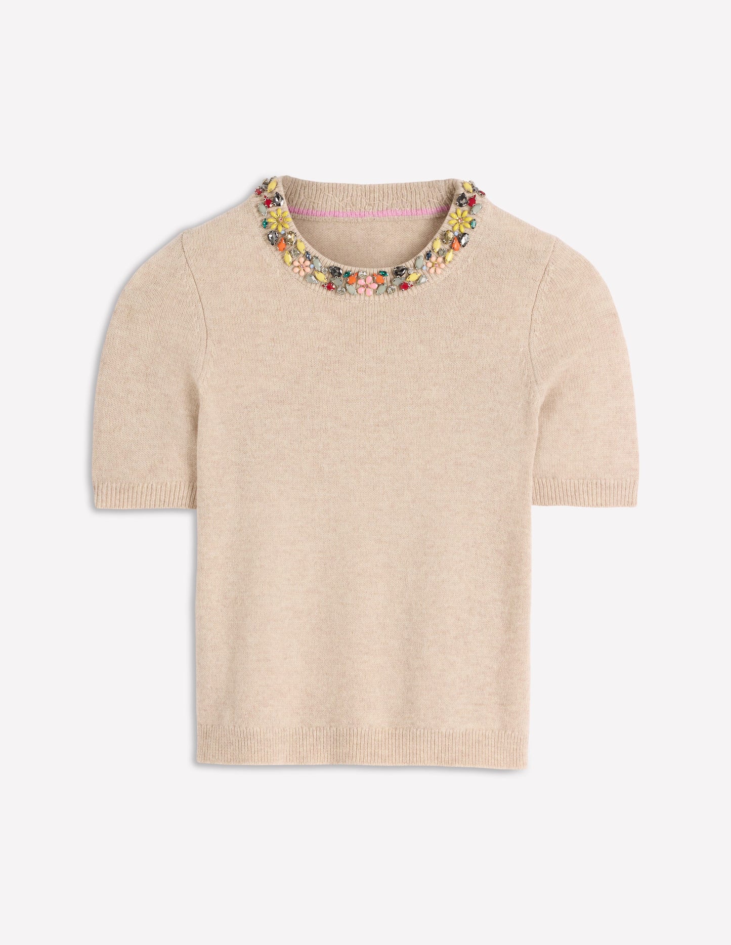 Embellished T-Shirt-Chinchilla Melange
