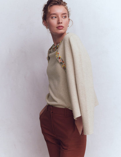 Embellished T-Shirt-Chinchilla Melange-4