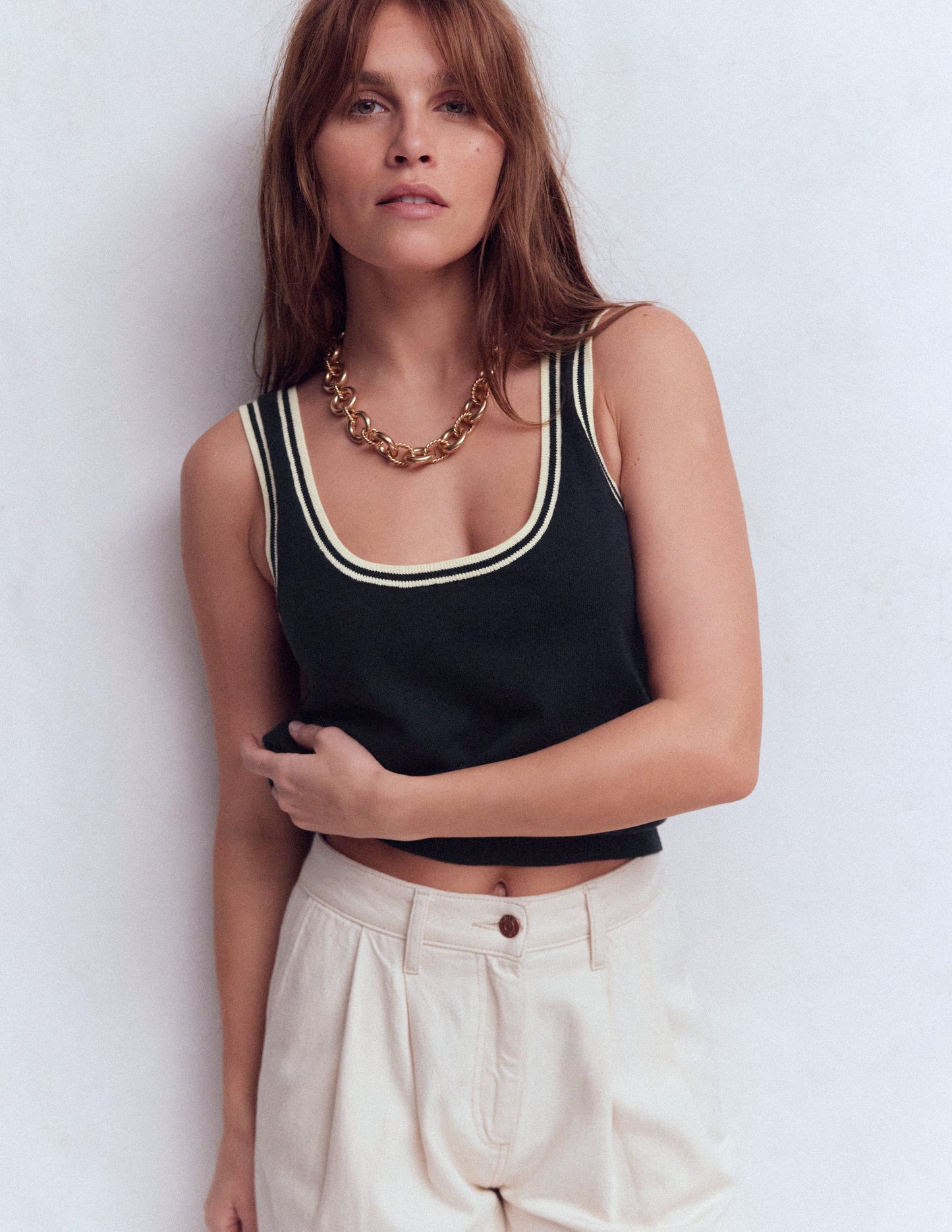 Liz Striped Tank-Navy