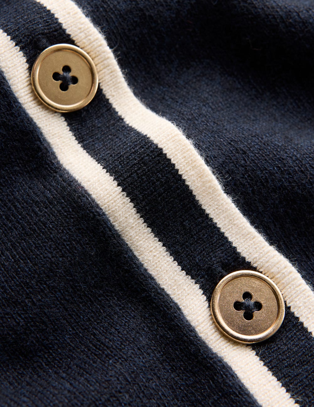 Liz Striped Collared Cardigan-Navy