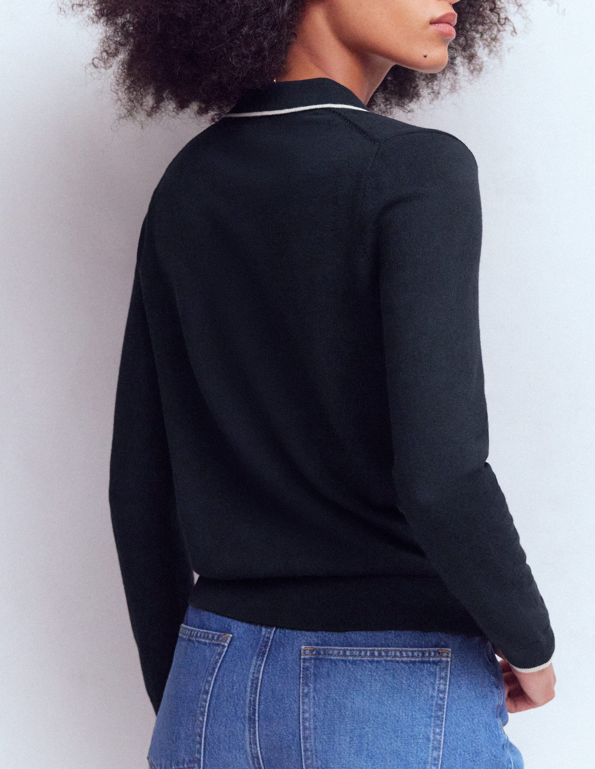 Liz Striped Collared Cardigan-Navy-3