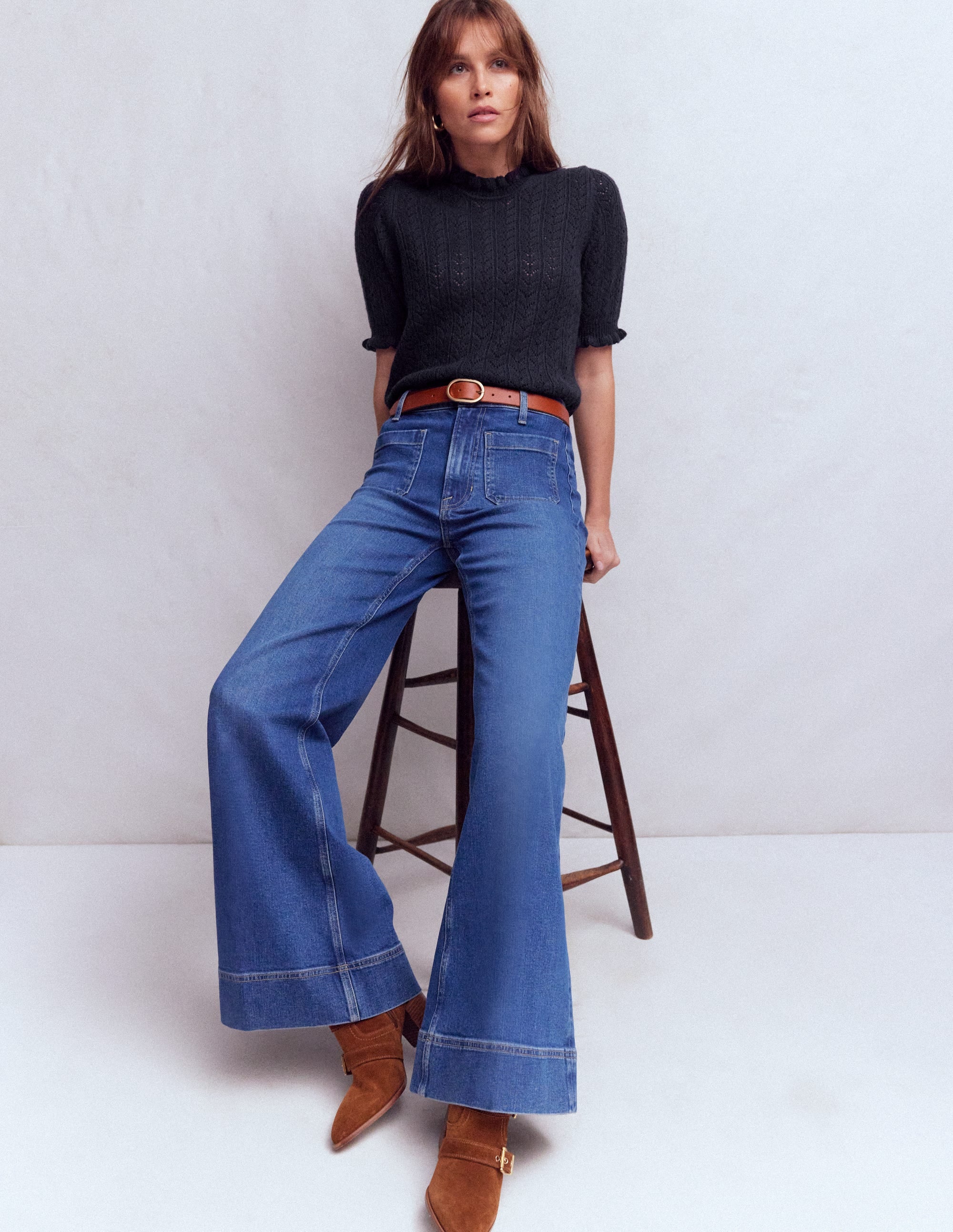 Eloise Frill T-Shirt-Navy - Image 1